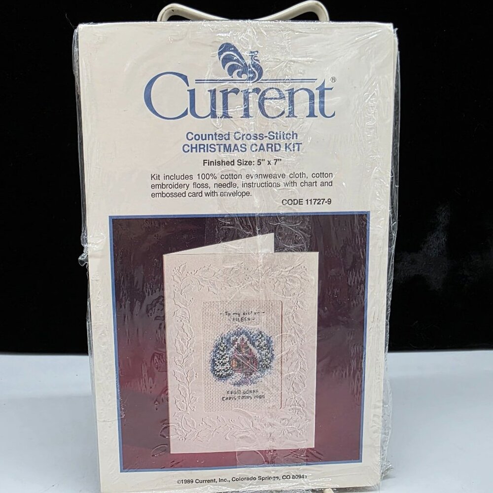 Counted Cross Stitch Christmas Card Kit Cabin Embossed Card & Envelope Current